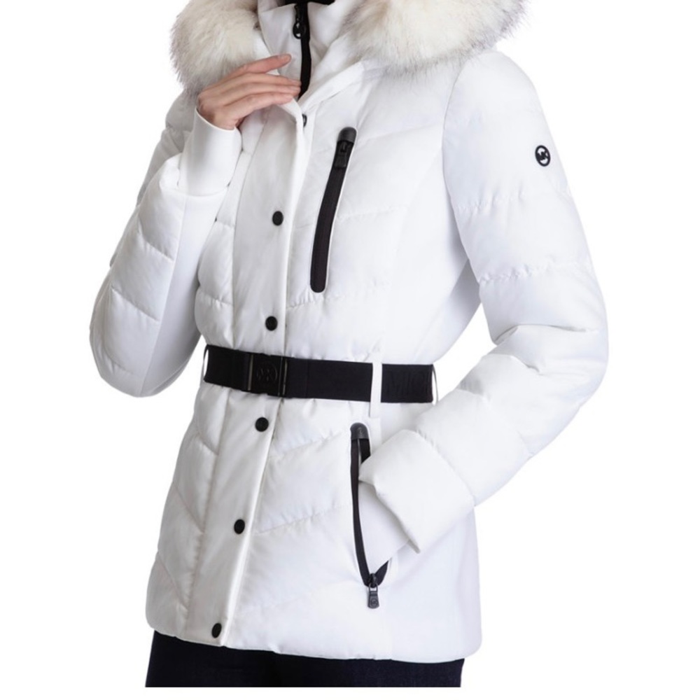 Michael Kors Women’s Faux-Fur Trim Hooded Puffer Coat